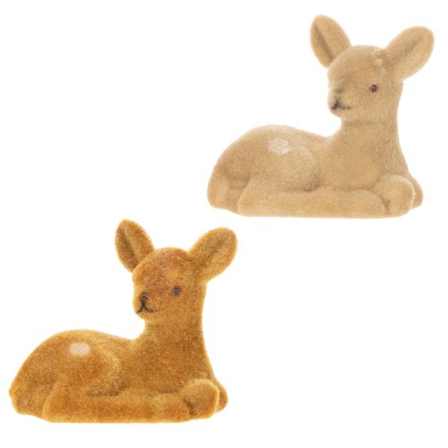 Dekorativ liggande rådjursfigur för bordsdekoration, 8 cm, 6 stycken | Floristik24.se