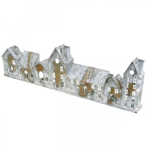 Ljushus, fönsterdekorationer, silverfärgade ljushus, metalllykta med antikt utseende, L67,5 cm H20 cm | Floristik24.se