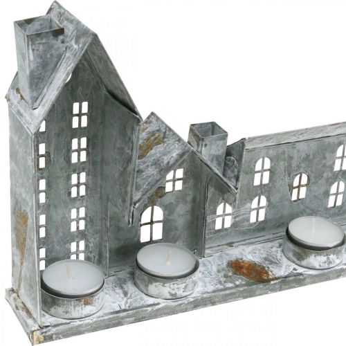 Floristik24 Hus för belysning, fönsterdekoration, ljushus silver, metalllykta antik look L67,5cm H20cm