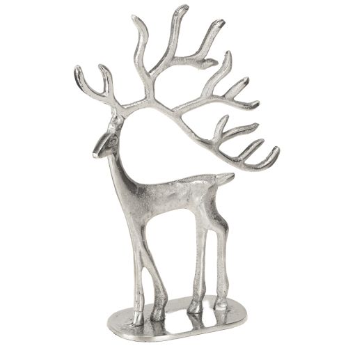 Rendekoration hjortfigur metall silver H31cm