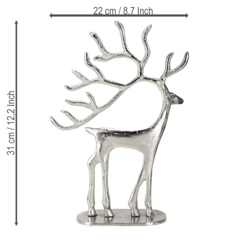 Artikel Rendekoration hjortfigur metall silver H31cm