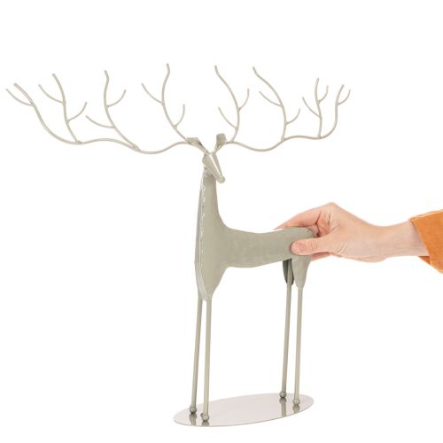 Dekorativ hjortskulptur med stora horn, modern metallutseende, 48 cm | Floristik24.se