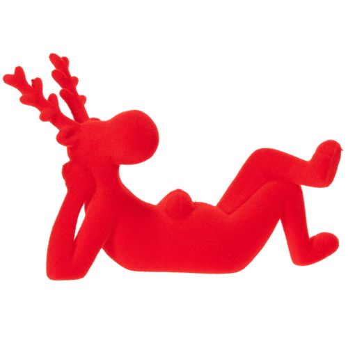 Dekorativ röd renfigur, liggande, modern design, 24 cm, 2 stycken | Floristik24.se