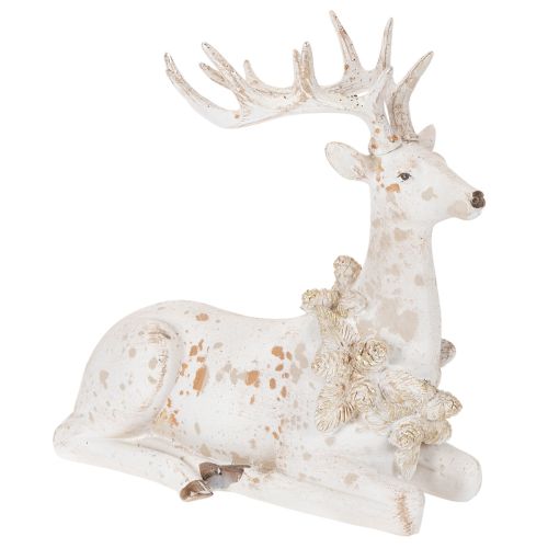 Dekorativ figur av sittande hjort med horn, 30 cm köpa | Floristik24.se