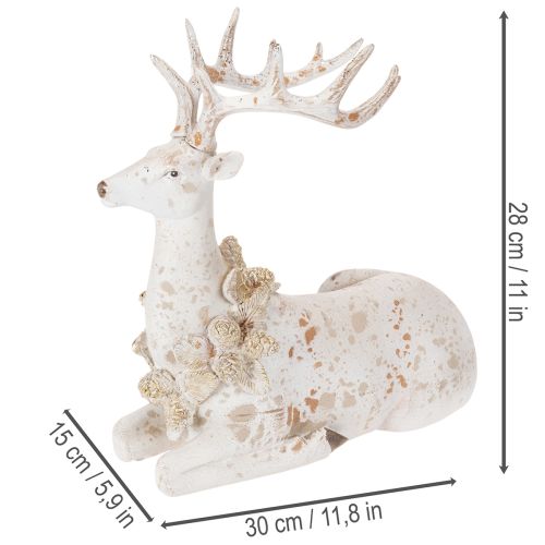 Dekorativ figur av sittande hjort med horn, 30 cm | Floristik24.se
