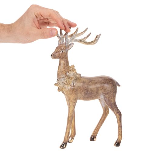 Dekorativ figur av en hjort med horn, för stående, juldekoration, 28 cm | Floristik24.se