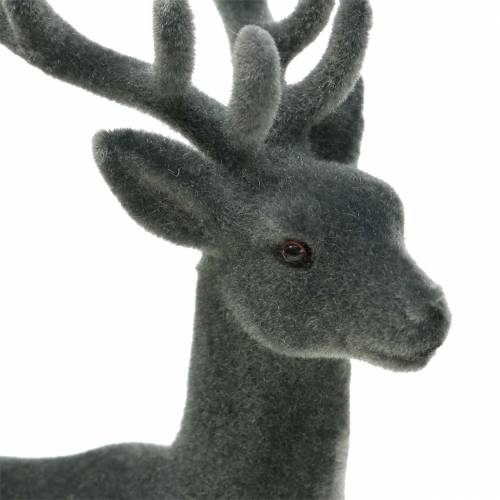 Artikel Dekorativa rådjur flockade grå 20cm 2 st