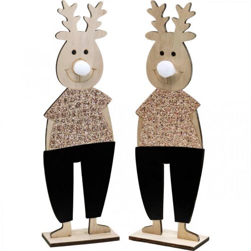 Floristik24 Ren trä dekorativ figur standee jul 12×6,5cm H45cm 2st