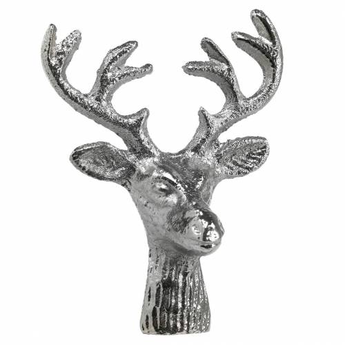 Floristik24 Hjorthuvud för hantverk metall silver 6,8cm 6st Adventdekoration