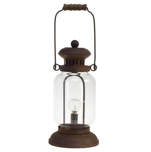 Floristik24 Retro lampa LED-lykta rostbrun varmvit Ø11cm H30cm