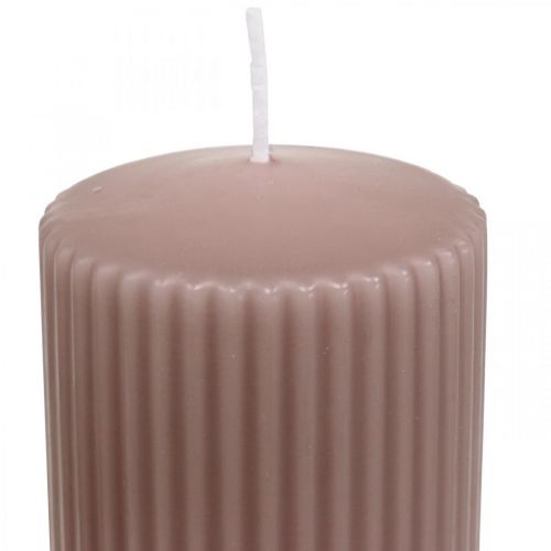 Floristik24 Pelarljus gammalrosa räfflade ljus 70/130mm 4 st
