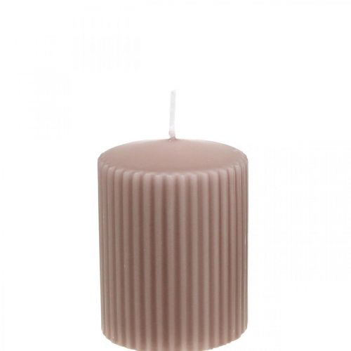 Artikel Pelarljus gammalrosa räfflade ljus 70/90mm 4 st