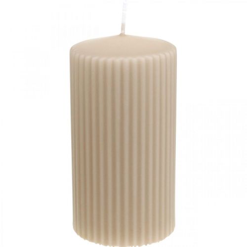 Floristik24 Pelarljus beige räfflade ljus 70/130mm 4st