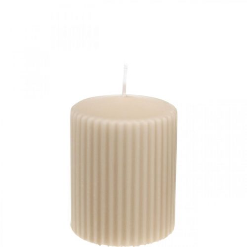 Artikel Pelarljus beige räfflade ljus 70/90mm 4 st