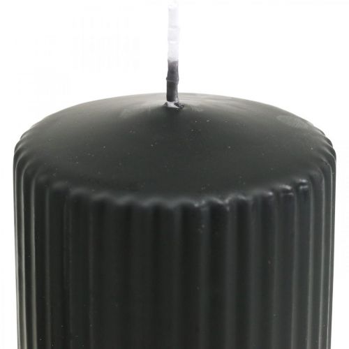 Artikel Pelarljus svart räfflade ljus 70/130mm 4 st