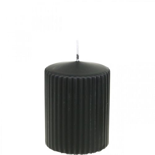 Artikel Pelarljus svart räfflade ljus 70/90mm 4 st