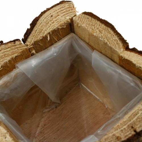 Floristik24 Växtlåda bark blomlåda trä 14×14cm