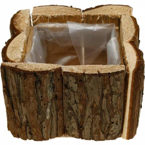 Floristik24 Växtlåda bark blomlåda trä 14×14cm