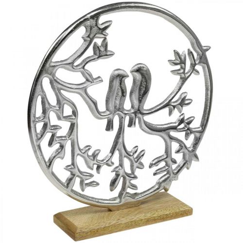 Artikel Bordsdekorationsfjäder, dekorativ ring fågel deco silver H37,5cm