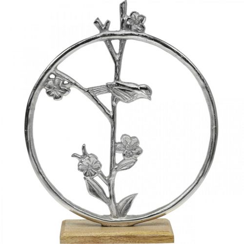 Artikel Bordsdekorationsfjäder, dekorativ ring fågel deco silver H32,5cm