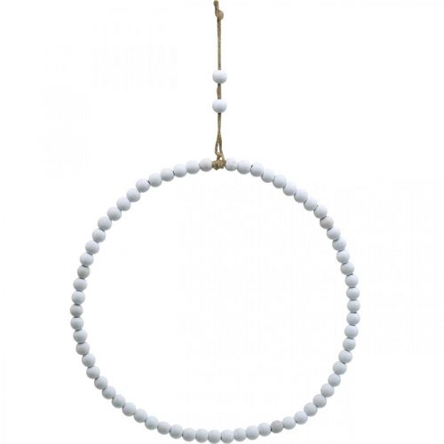 Artikel Ring med pärlor, fjäder, dekorativ ring, bröllop, krans att hänga vit Ø28cm 4st