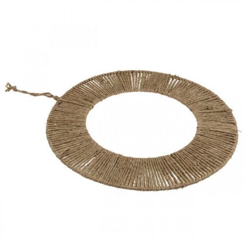Artikel Dekorativ ring för upphängning, väggdekoration, sommardekoration, ringklädd naturlig färg, silver Ø39,5cm