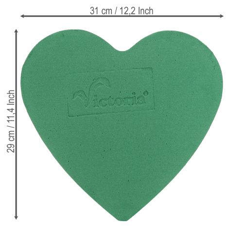 Artikel Romantiskt blommigt skumhjärta 30 cm blommigt skum grönt 2 stycken