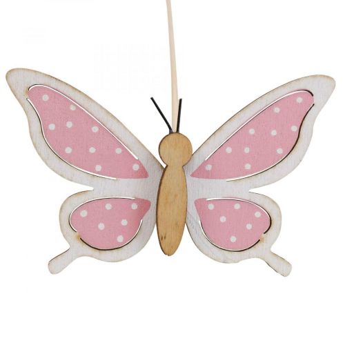 Rosa fjärilsdeco pinnar trä 7,5cm 28cm 12st