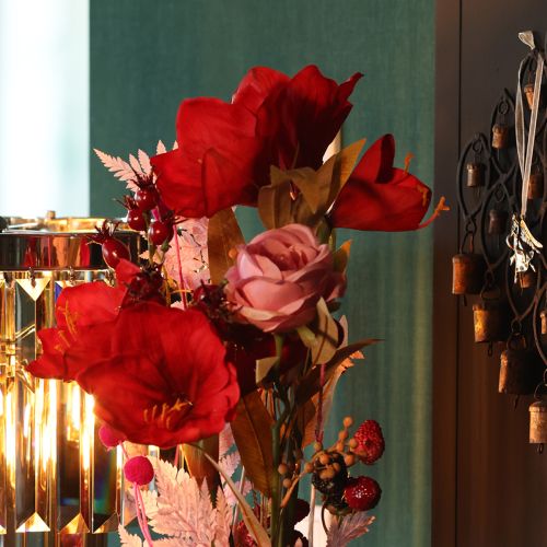 Konstgjorda rosblommor i ett knippe, lång stjälk 62 cm, 12 stycken | Floristik24.se