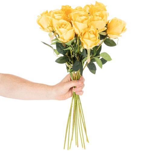 Konstgjord ros med lång stjälk, konstgjord blomma, 62 cm, 12 stycken | Floristik24.se
