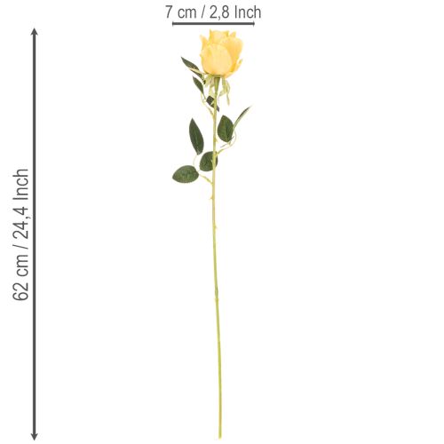 Konstgjord ros med lång stjälk, konstgjord blomma, 62 cm, 12 stycken | Floristik24.se