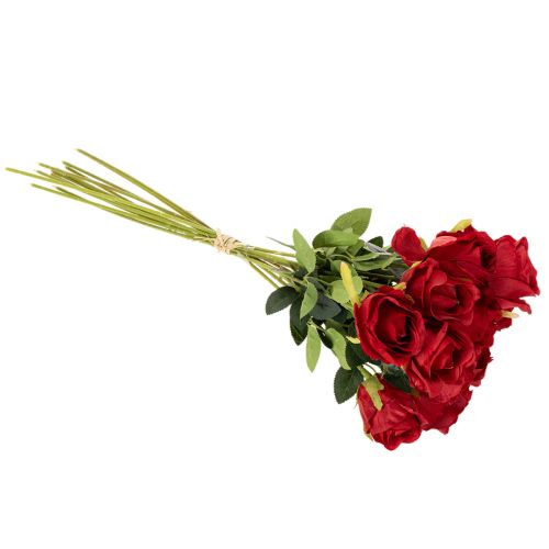 Konstgjord ros med lång stjälk, röd konstgjord blomma, 62 cm, 12 stycken | Floristik24.se