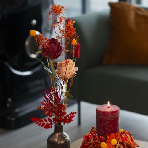 Artikel Konstgjord ros med lång stjälk, röd konstgjord blomma, 62 cm, 12 stycken