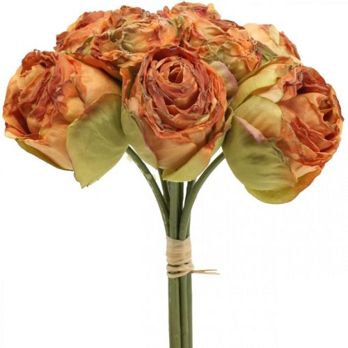 Rosengäng, sidenblommor, konstgjorda rosor orange, antikt utseende L23cm 8st