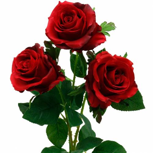Floristik24 Röd ros konstgjorda rosor sidenblommor 3st