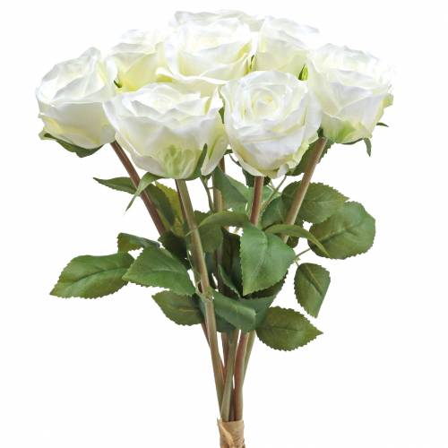 Artikel Dekorativa rosa sidenblommor i ett gäng kräm 36cm 8 st