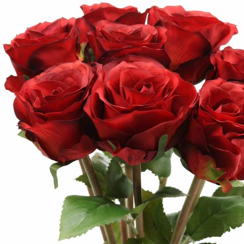 Artikel Rose i ett gäng konstgjord röd 36cm 8 st