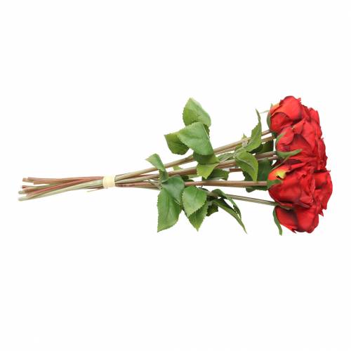 Artikel Rose i ett gäng konstgjord röd 36cm 8 st