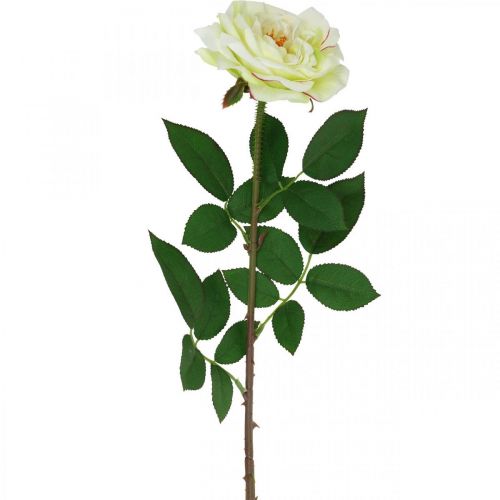 Konstgjord ros, dekorativ ros, sidenblomma krämvit, grön L72cm Ø12cm