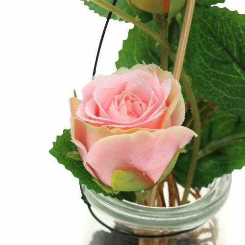 Artikel Rose i ett glas Rosa H23cm