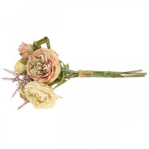 Artikel Rosor konstgjorda blommor i gäng höstbukettkräm, rosa H36cm