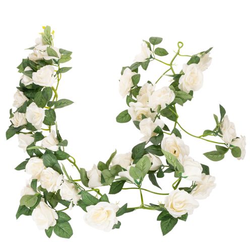 Konstgjord rosengirlang med vita blommor för dekoration, 170 cm