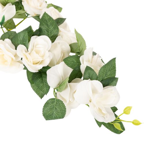 Konstgjord rosengirlang med vita blommor för dekoration, 170 cm | Floristik24.se