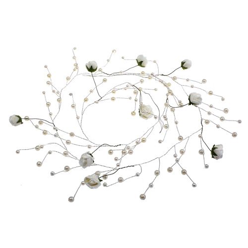 Floristik24 Roskrans med pärlor vit 135cm