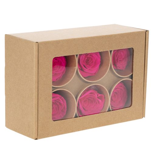 Artikel Konserverade rosdekorationer, riktiga blommor för bordsdekoration, unika och hållbara blommor, 5 cm, 6 stycken