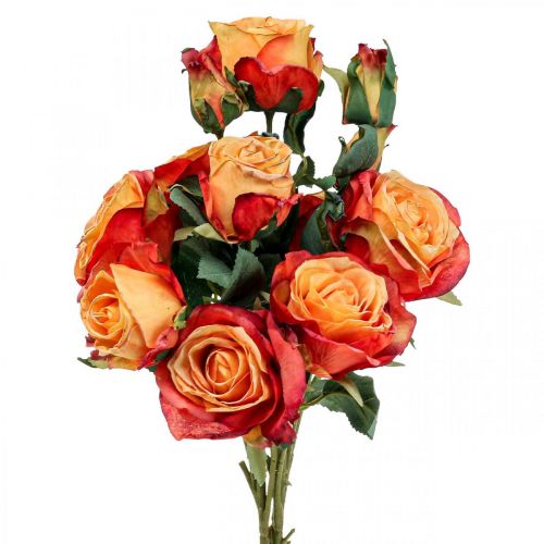 Bukett rosor konstgjorda rosor sidenblommor orange 53cm knippe