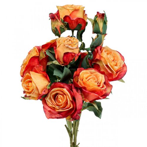 Floristik24 Bukett rosor konstgjorda rosor sidenblommor orange 53cm knippe