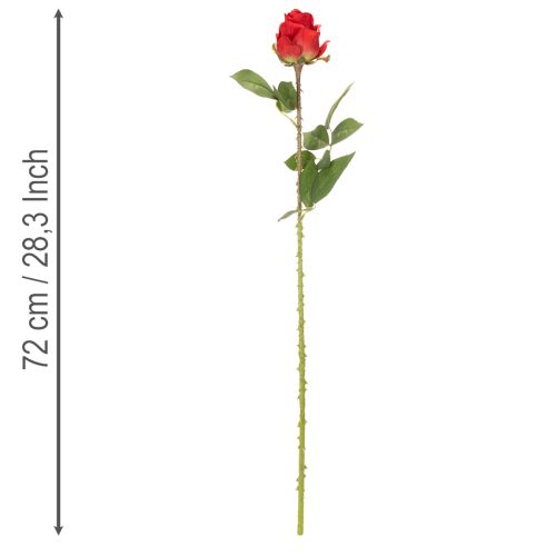 Roskvist sidenblomma konstgjord ros röd 72cm 3st | Floristik24.se