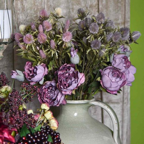 Artikel Rose Gren Siden Blomma Bord Dekoration Konst Rose Lila Antik L53cm