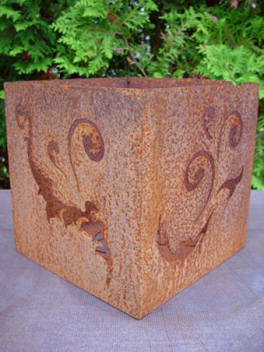 Floristik24 Barock kub gjord av rostig metall, 26 cm x 26 cm